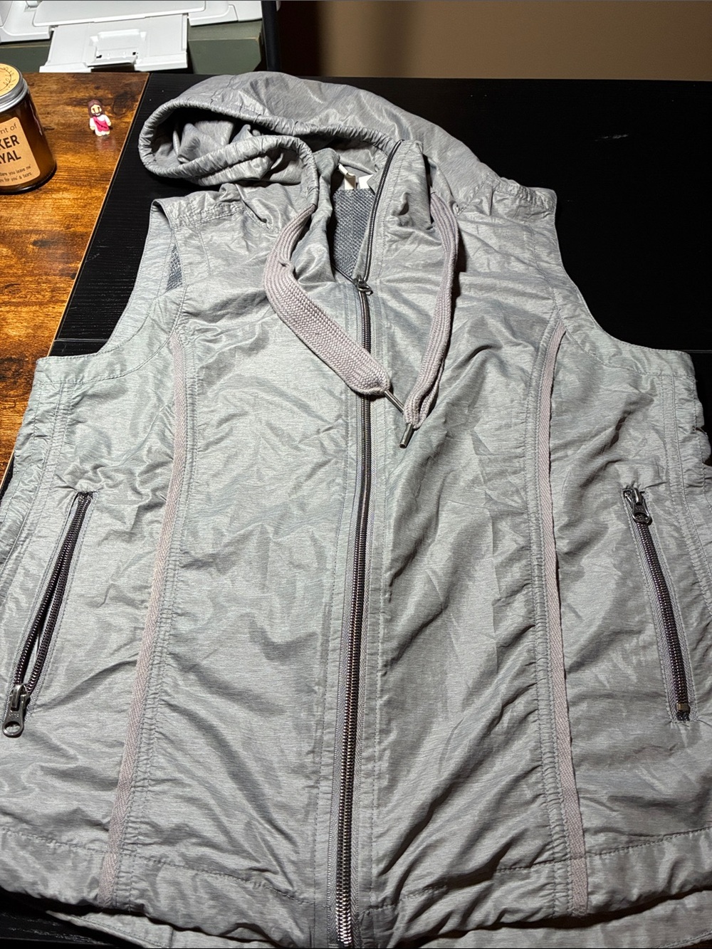 Cato Light Gray Hooded Sleeveless Vest with Zip Pockets